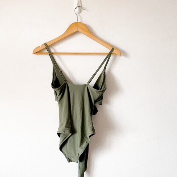 Aerie Wrap One Piece Swimsuit Bathing Suit Olive Green Sz Small - Picture 5 of 9